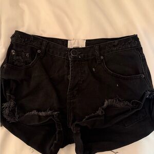 one teaspoon Women’s Distressed Black Denim Shorts